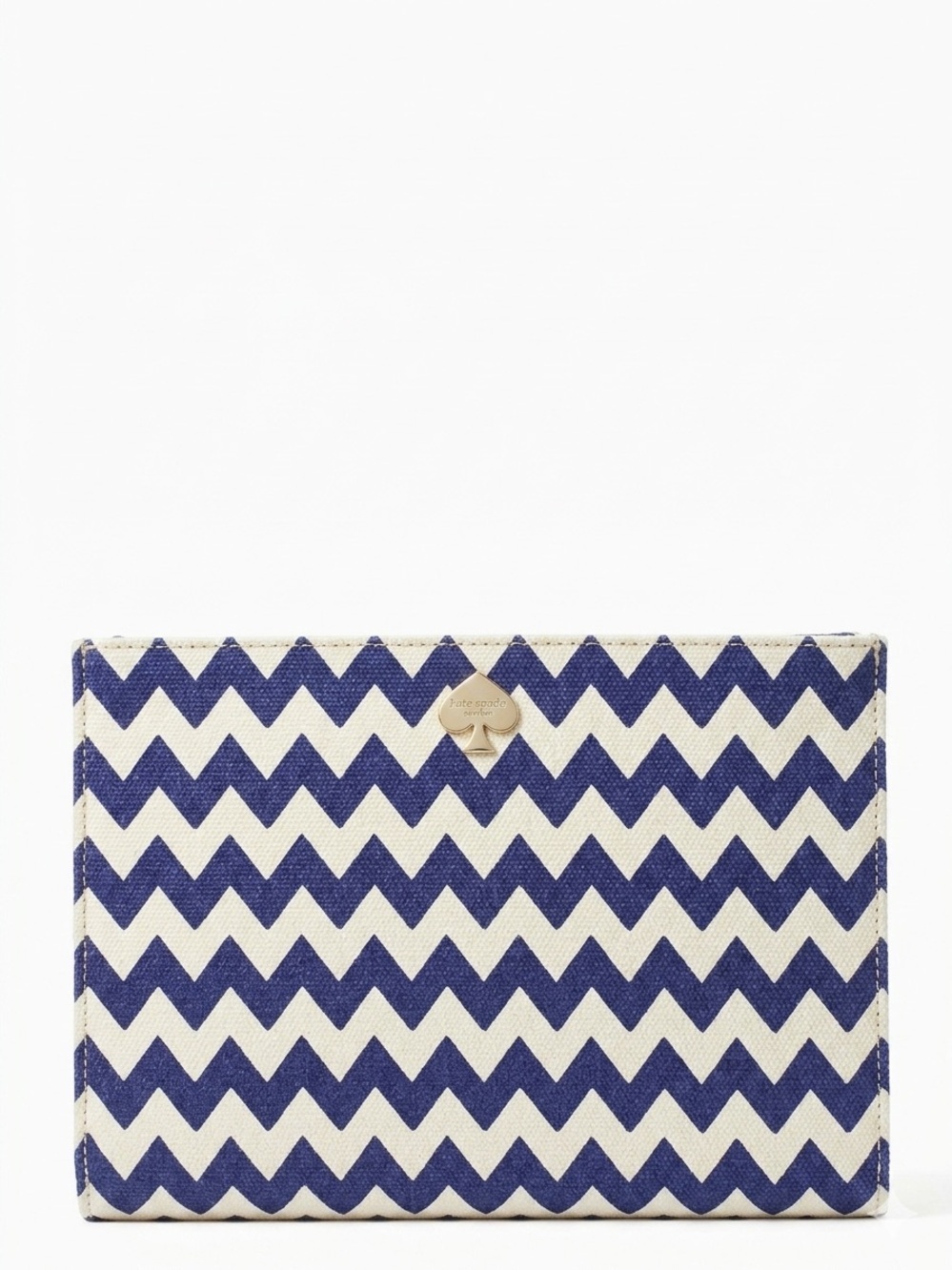 kate spade navy and cream chevron wristlet clutch